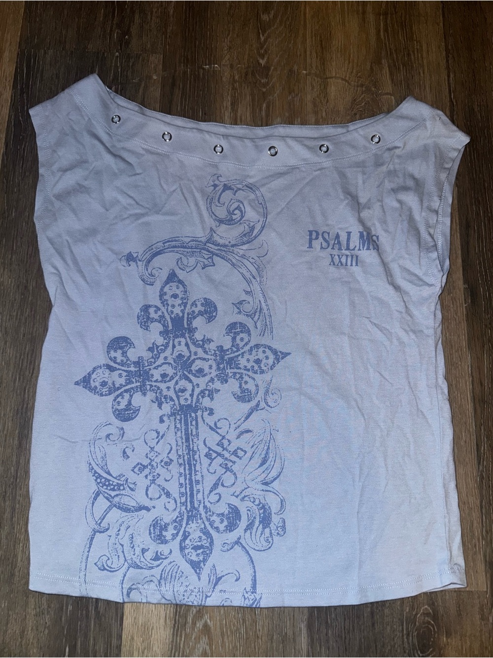 Cold Crush Light Blue Women's Tank with Studded Boat Neck and Graphic
